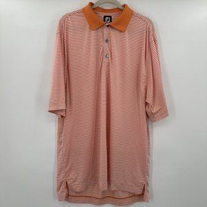 FootJoy FJ Orange White Striped Golf Polo Shirt Sz XL‎